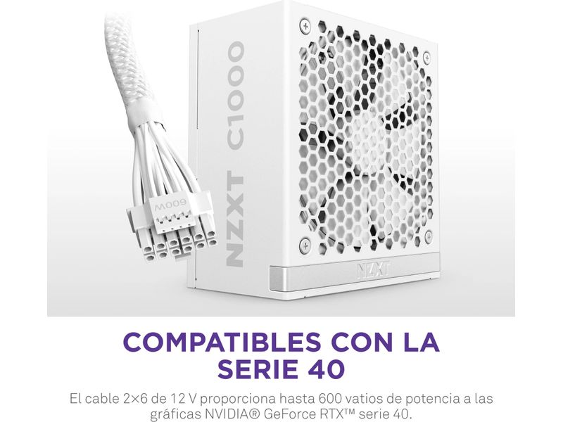 NZXT Netzteil C1000 Gold 1000 W, Weiss Vollmodulares 1000-Watt-80-PLUS-Gold-ATX-Netzteil