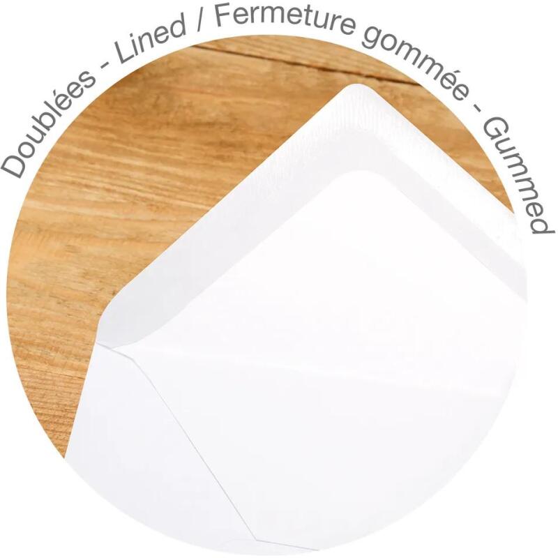 Paquet de 25 Enveloppes Blanches Doublées Triomphe C6-114x162mm - Gommées - 130g/m2 - Blanc