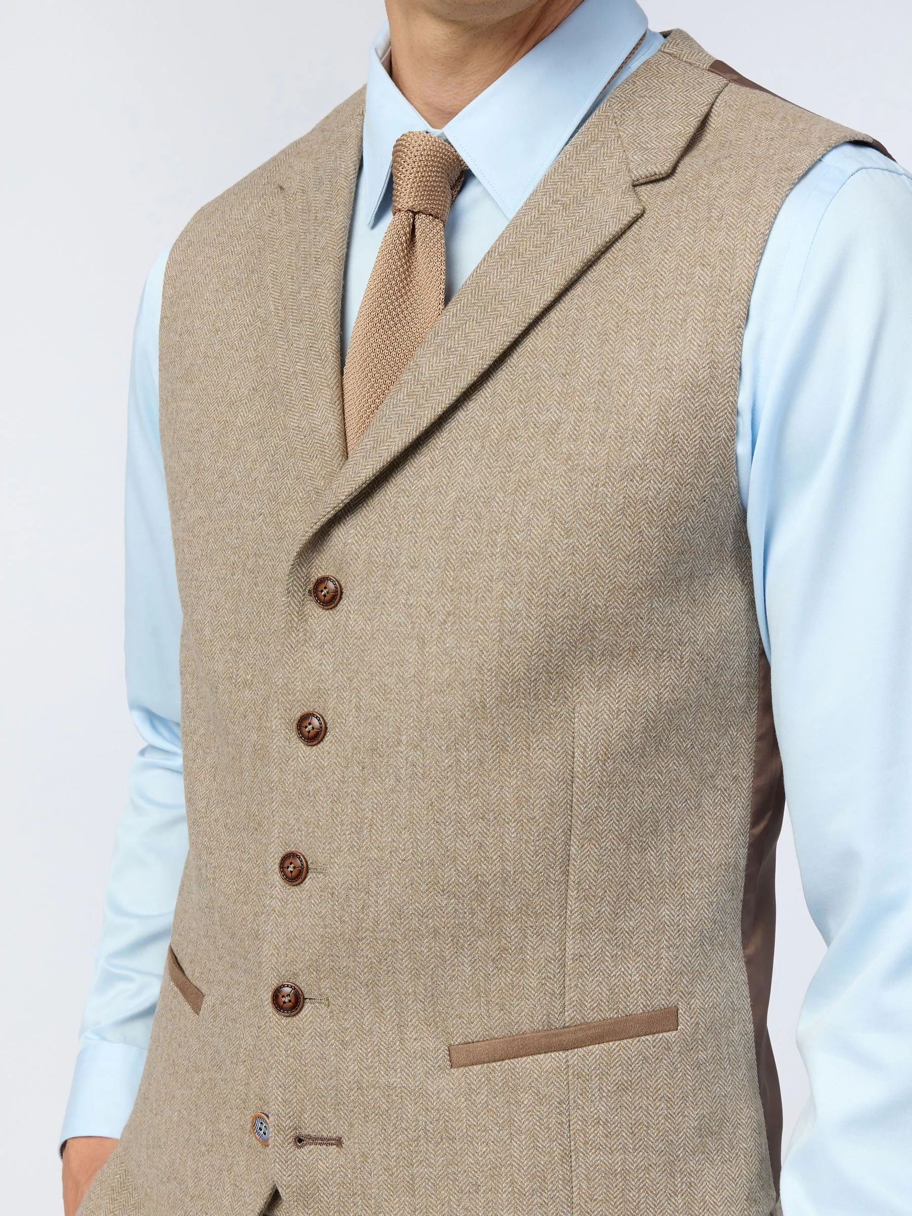 Antique Rogue Camel Herringbone Tweed Waistcoat