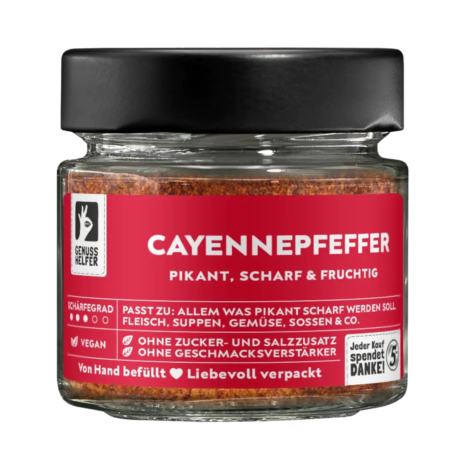 Cayennepfeffer, gemahlen, im Glas