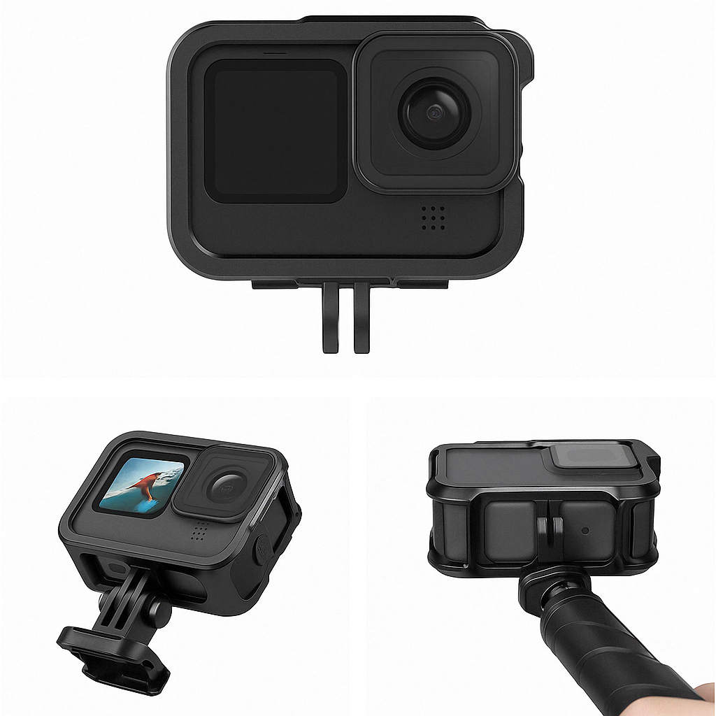 AMAGISN - GoPro Hero 13 / 12 / 11 / 10 / 9 Black Hardcase Schutzgehäuse mit Halterung / Protective Housing aus Metall - Schwarz