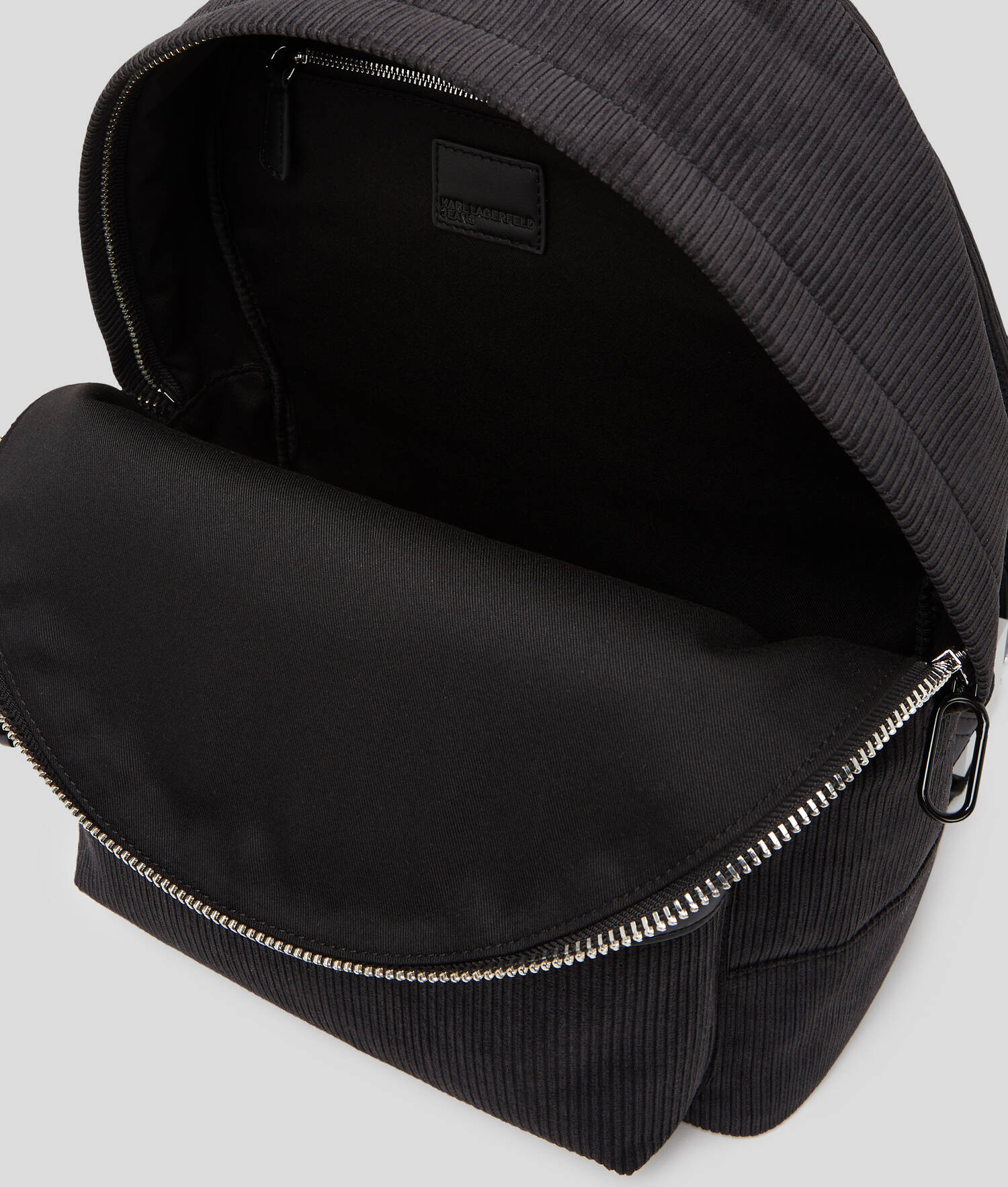 SAC À DOS EN VELOURS CÔTELÉ AVEC LOGO KLJ ENCADRÉ