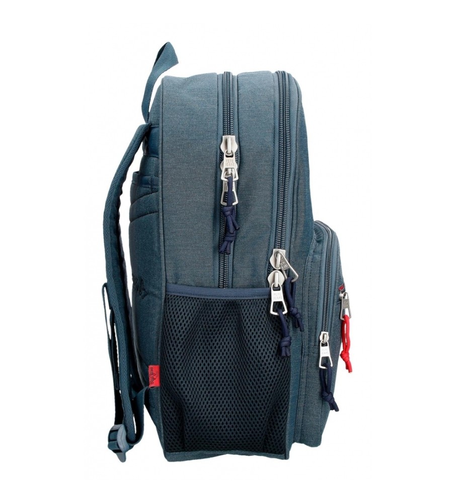 Mochila Pepe Jeans Kay de 40 cm com dois compartimentos, azul escuro.
