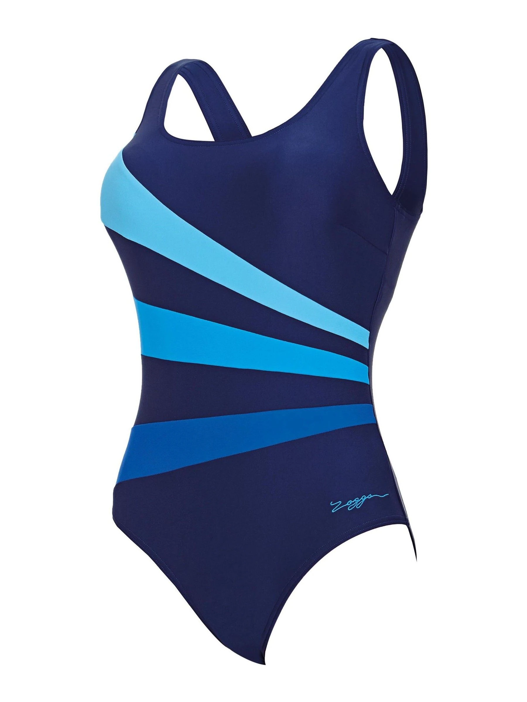 Blauw - Zoggs Sandon badpakken met lage rugzijde, cups van vast schuim en figuurcorrigerende buikband