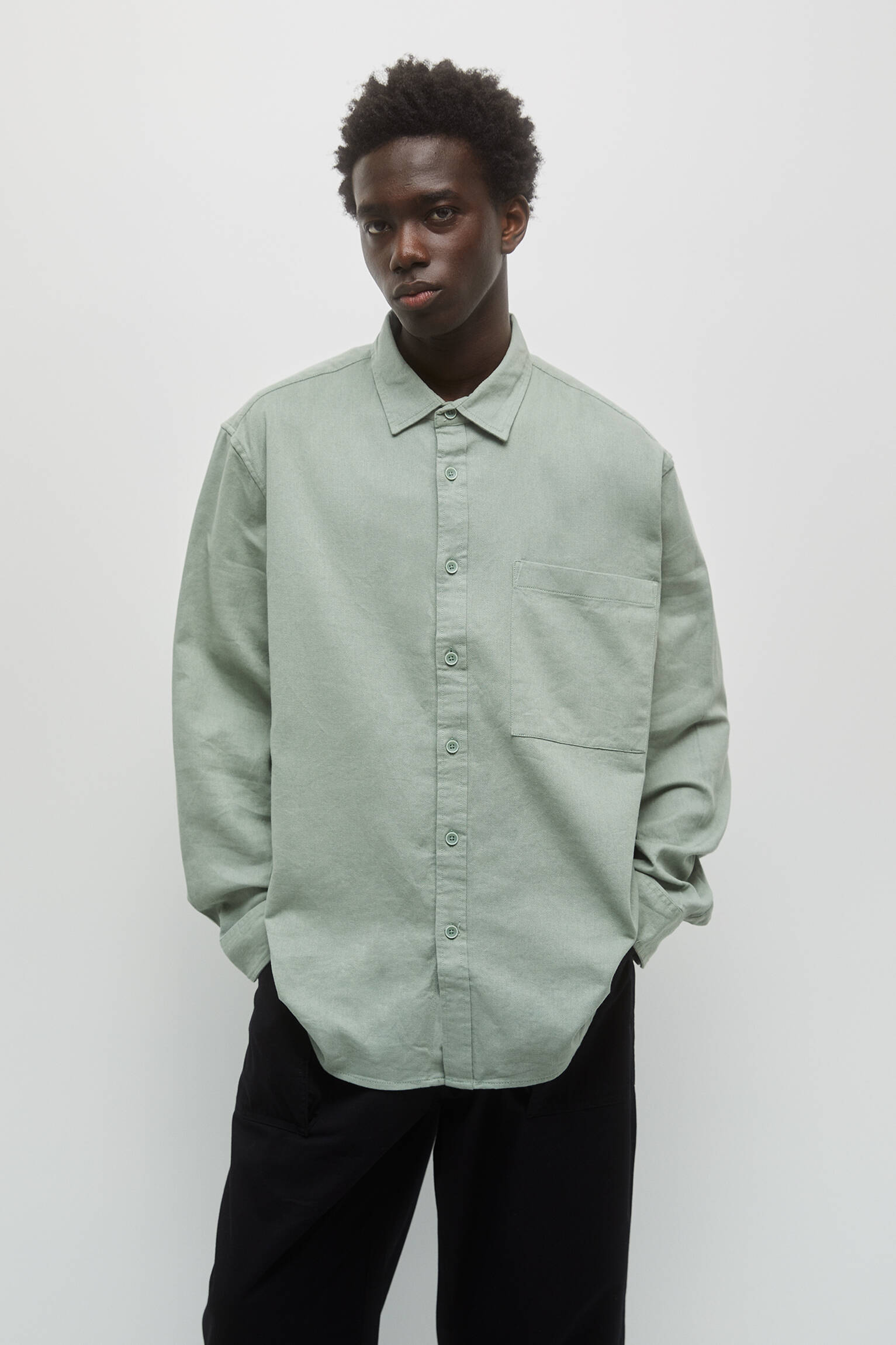CAMISA BÁSICA DE MANGA LONGA - MENTA