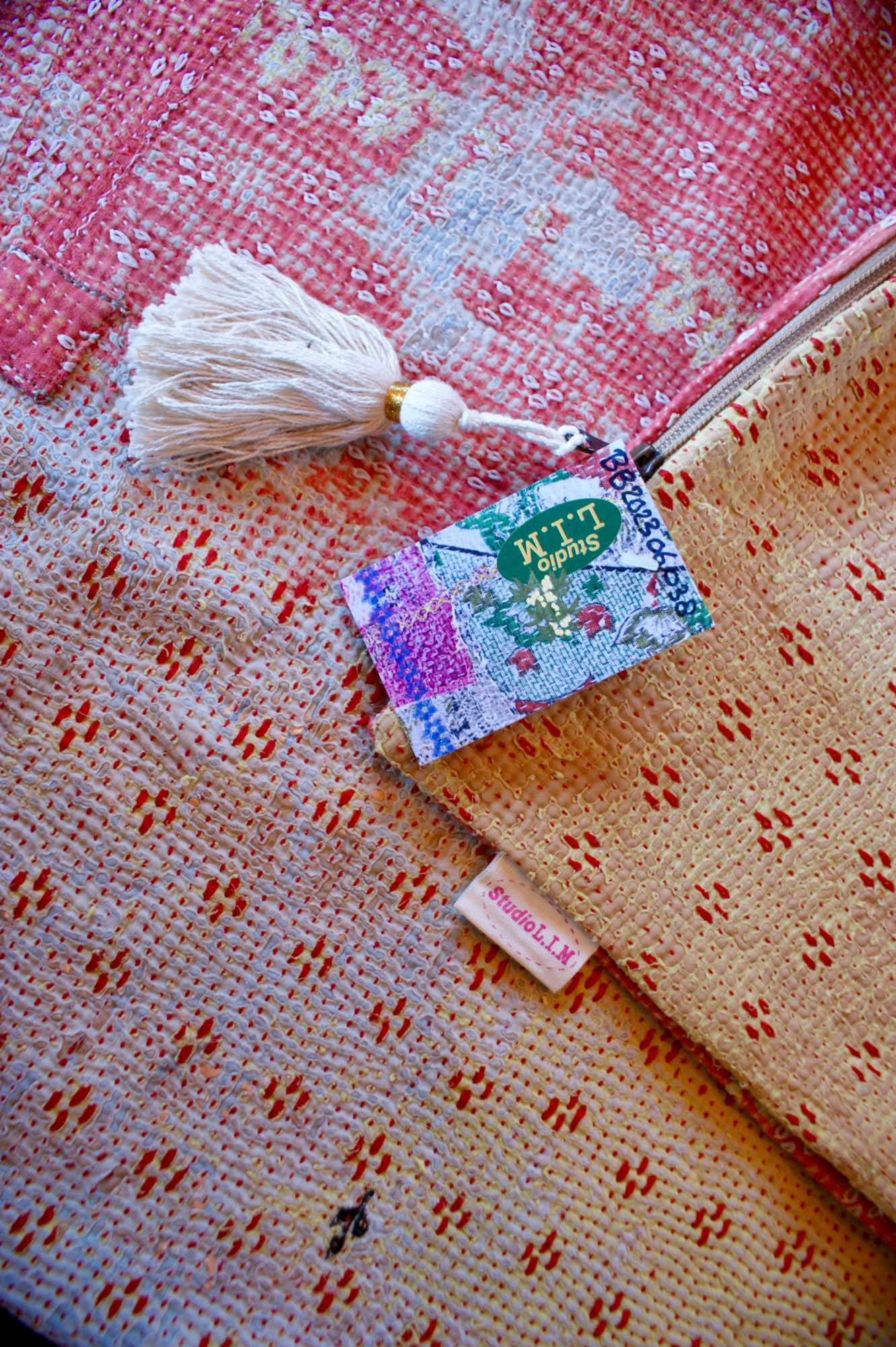 Kussen Kantha vintage 50x70 cm orange yellow