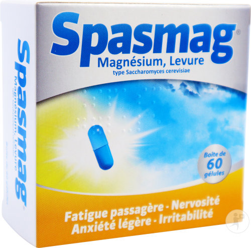 Grimberg Spasmag Magnésium Levure Fatigue Passagère Nervosité Anxiété Légère 60 Gélules