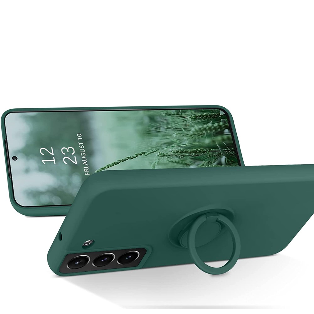 Samsung Galaxy S22 5G Silikon Case Hülle   Kickstand Haltering - Schwarz