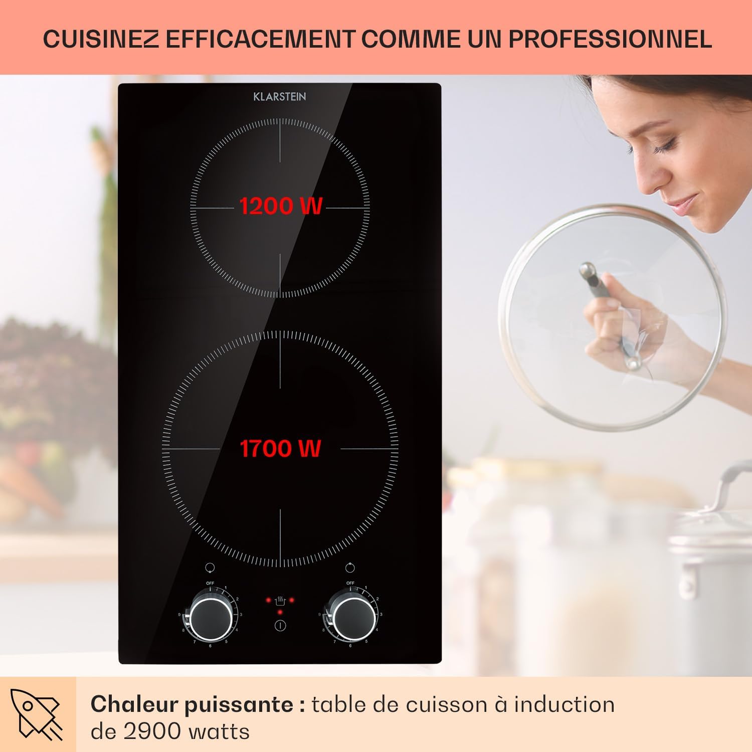 Table de cuisson à induction encastrable Klarstein 2900W, table de cuisson à induction