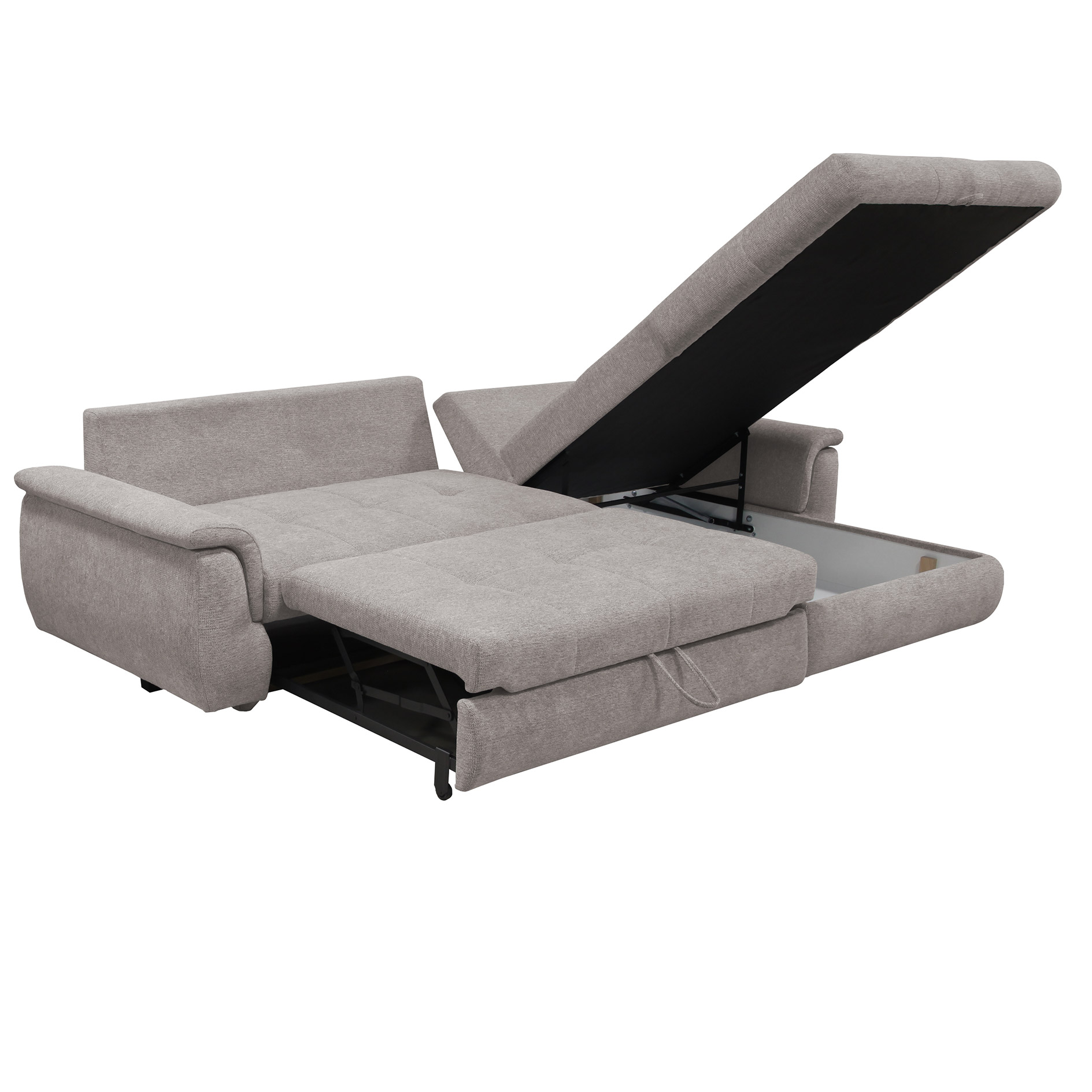 Ecksofa - taupe - mit Liegefunktion - Staukasten rechts