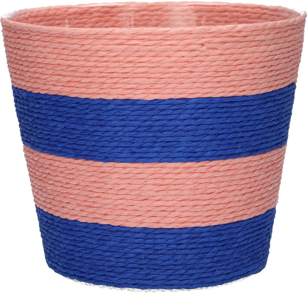 Duif plantenmand Riley lijnen roze / blauw D 6,8 H 5,2 cm