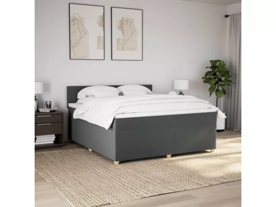 Sommier à lattes de lit avec matelas Gris foncé 180x200cm Tissu