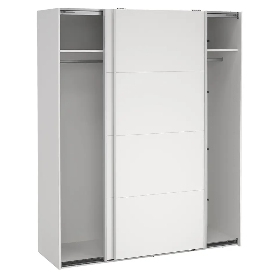 Schuifdeurkast Bergamo - wit - 221x178,5x66,6 cm