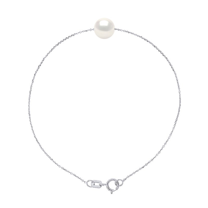 Bracelet Chaîne Perle d'Eau Douce Ronde 7-8 mm Blanche Argent 925