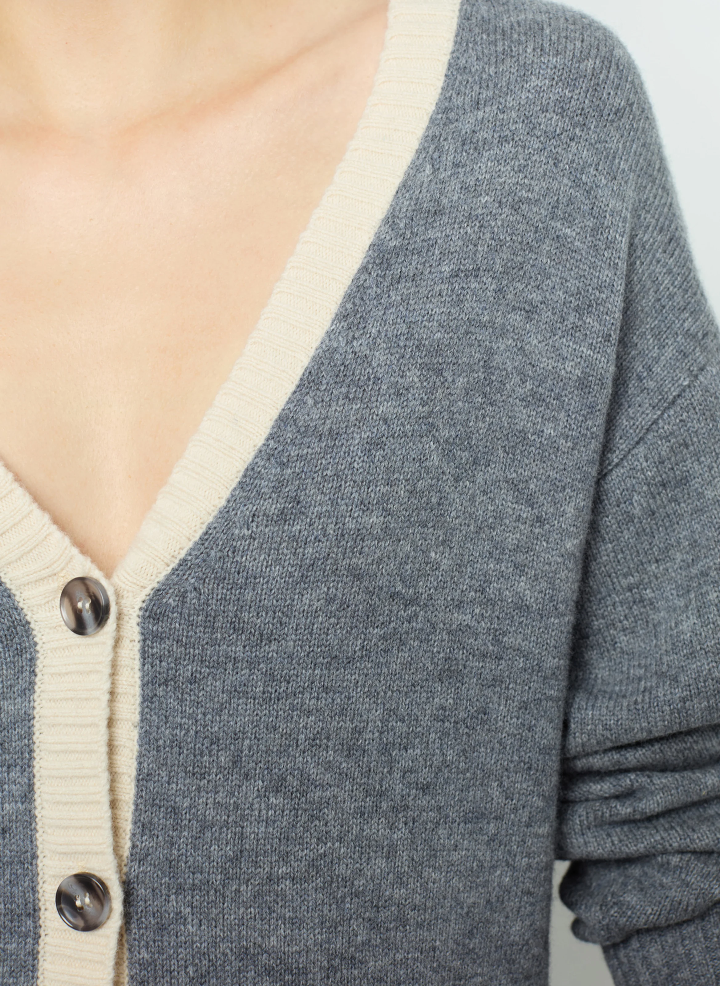 JANNICE - Gilet bicolore en laine | Gris