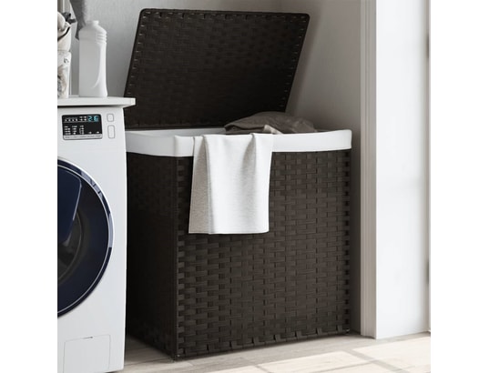 VIDAXL - Panier à linge avec 2 sections marron foncé 53x35x57 cm