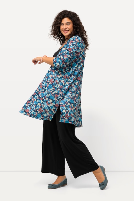 Jerseyjacke, Pinselstriche, A-Linie, V-Ausschnitt