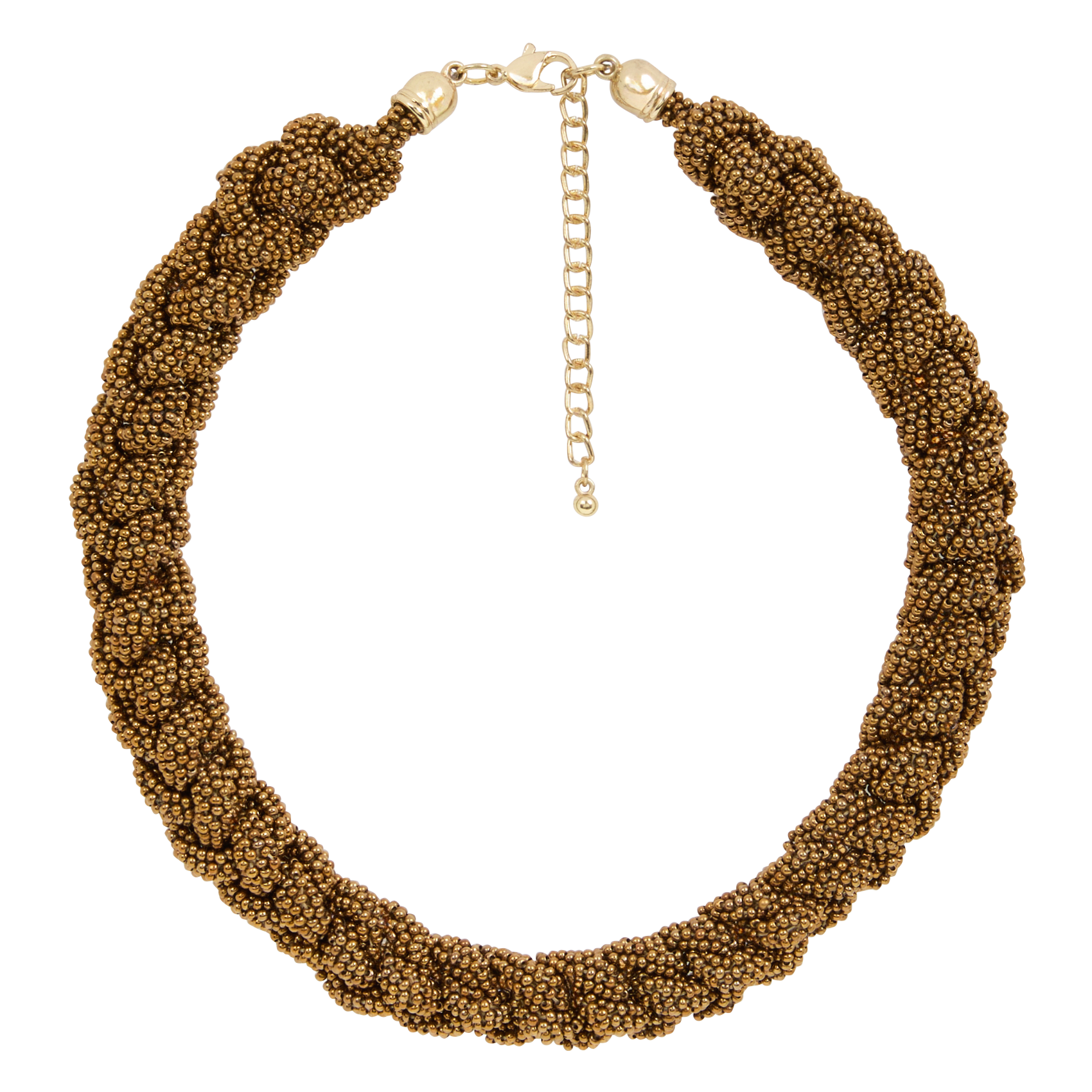 ALIYA - Collier tresse en perles de verre tissées | Doré