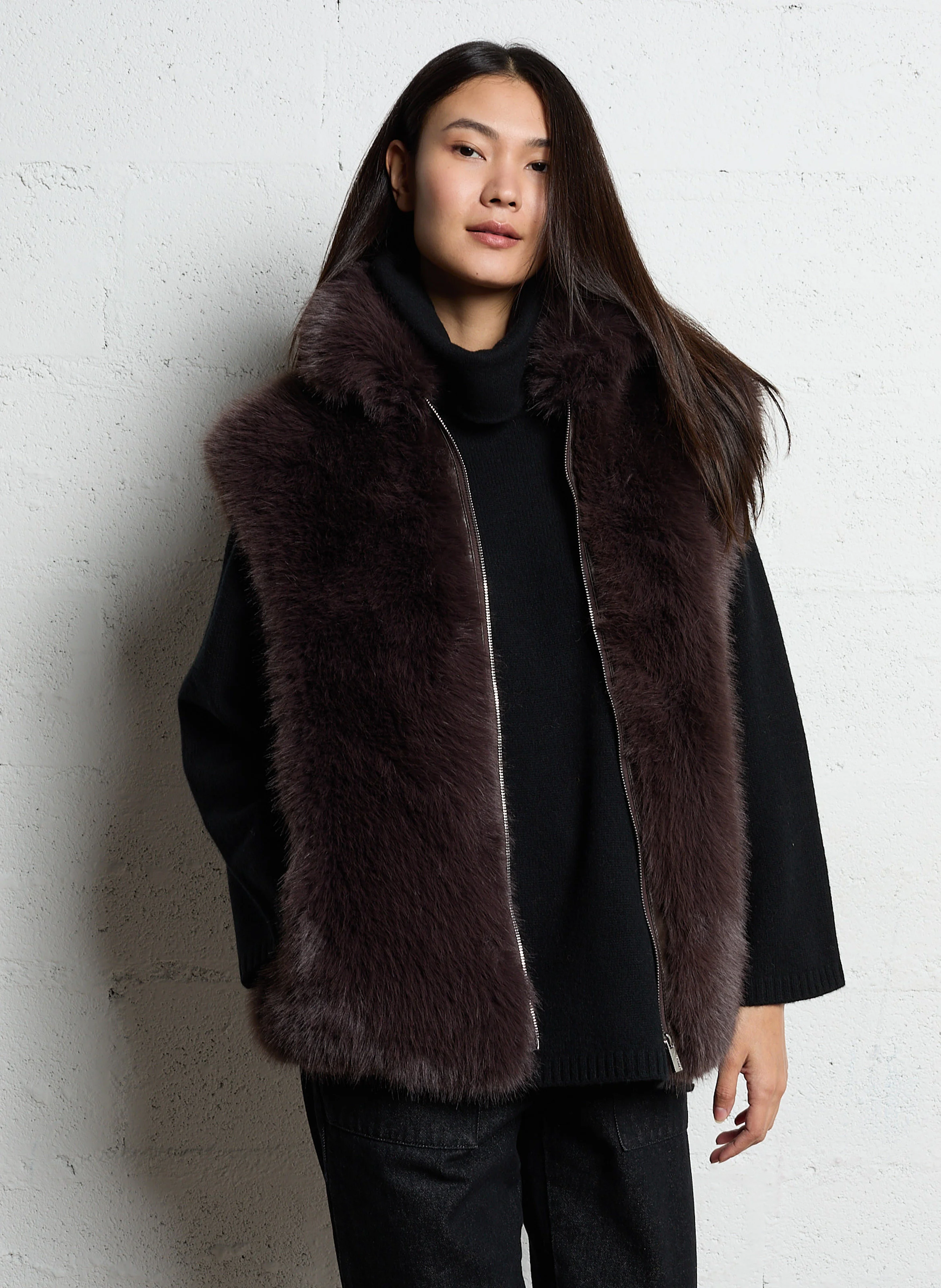 VITALO - Veste en fausse fourrure | Marron