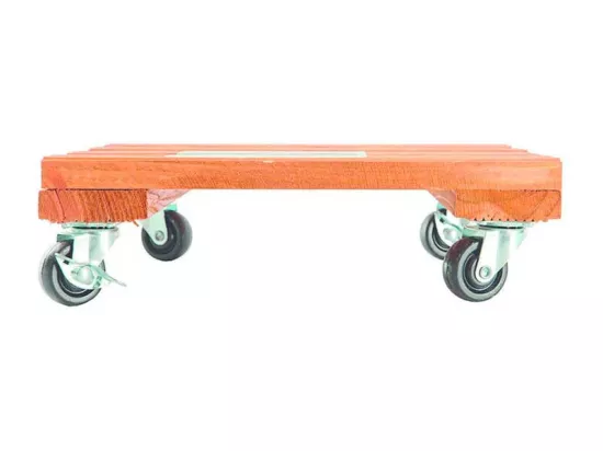 Support à roulettes bois FSC lasuré FLORA ROLL LASURE - Carré 40 x 40 cm