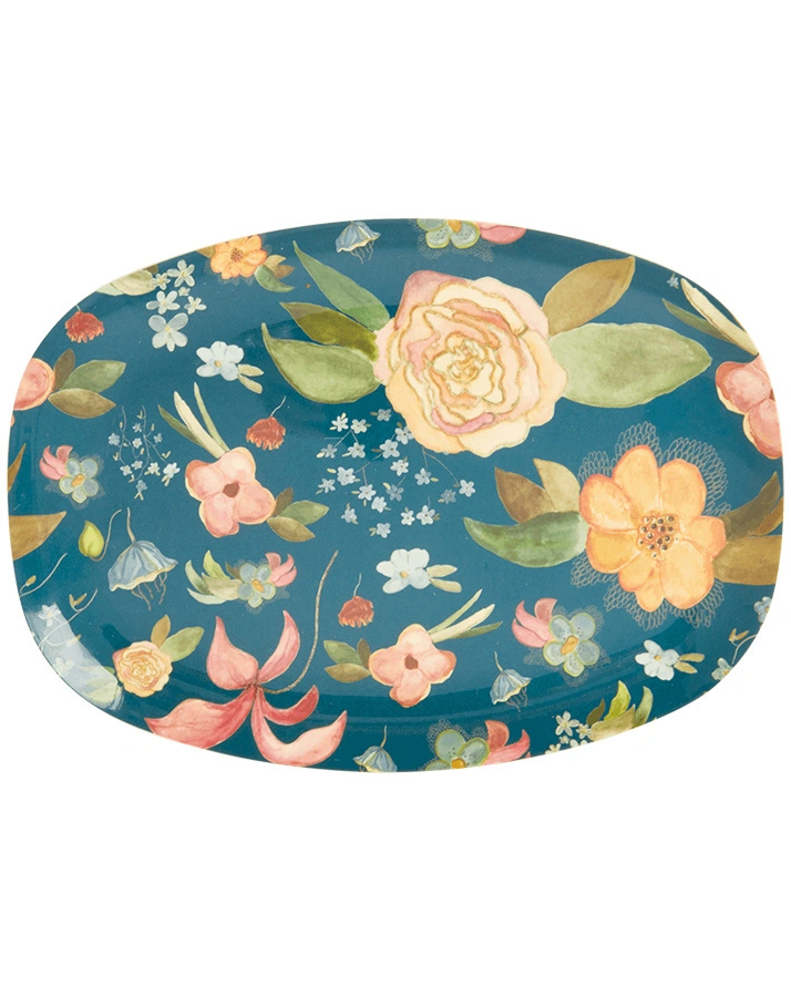 Melamin-Servierteller SELMAS FALL FLOWER in blau