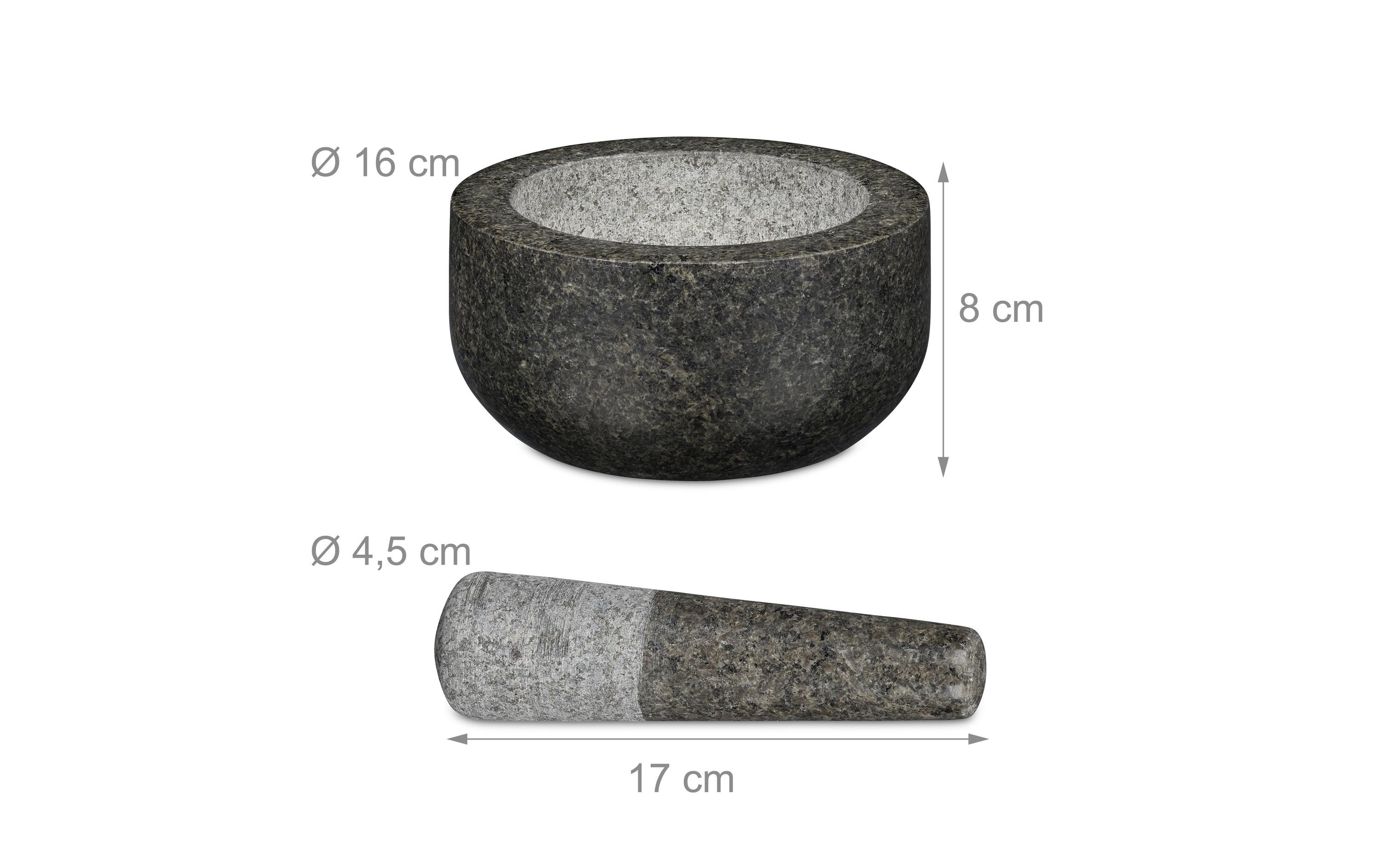 Mörser mit Stössel 16 cm, GranitPolierter Gewürzmörser und Stössel