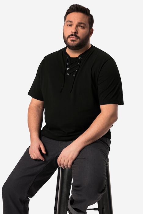 Men+ T-Shirt, Halbarm, Ausschnitt mit Schnürung, bis 84/86