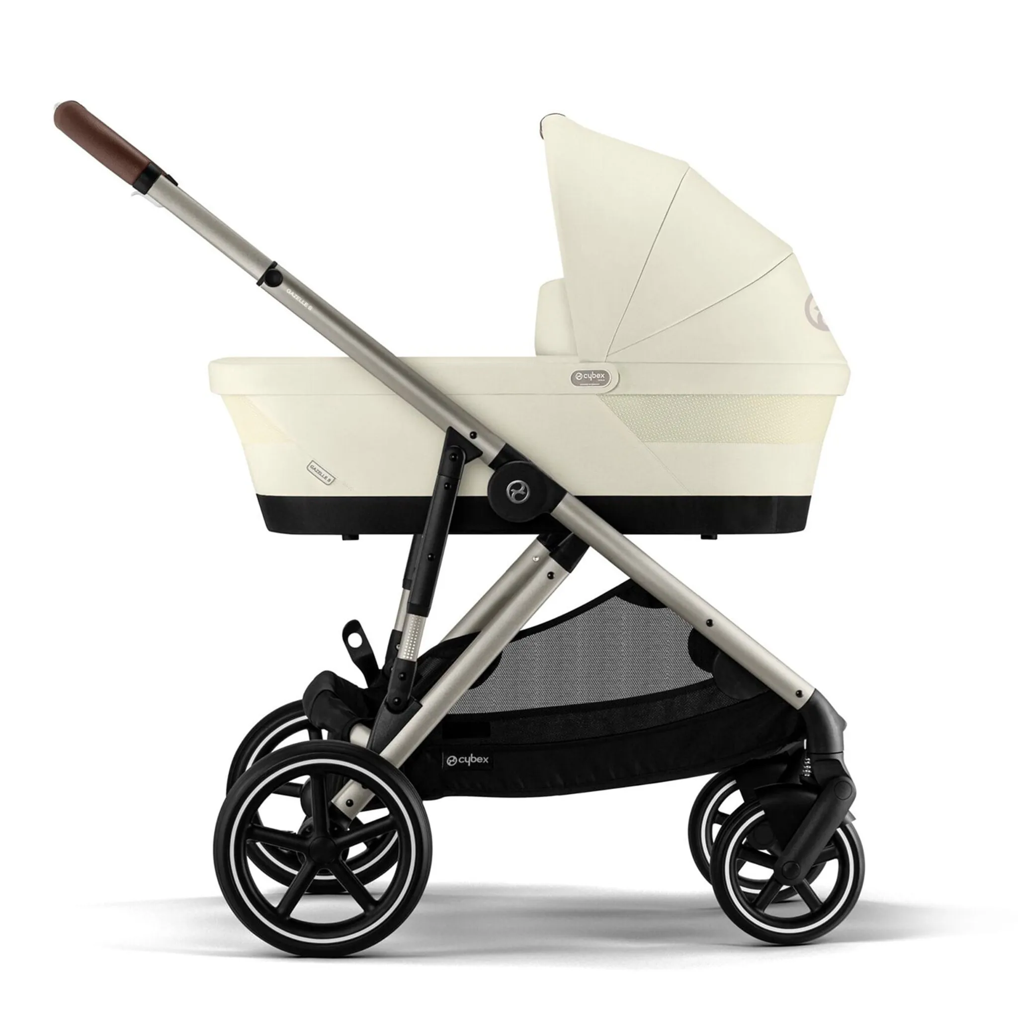 Cybex Poussette Double Gazelle S 2 – Châssis Taupe  Nacelle Beige coquillage