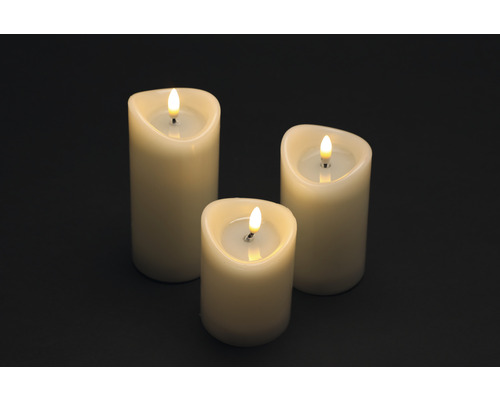LED-kaarsset van 3 stuks, crème warm wit