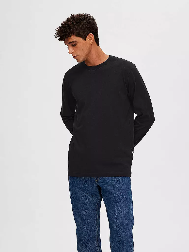 SELECTED Langarmshirt SLHASPEN schwarz