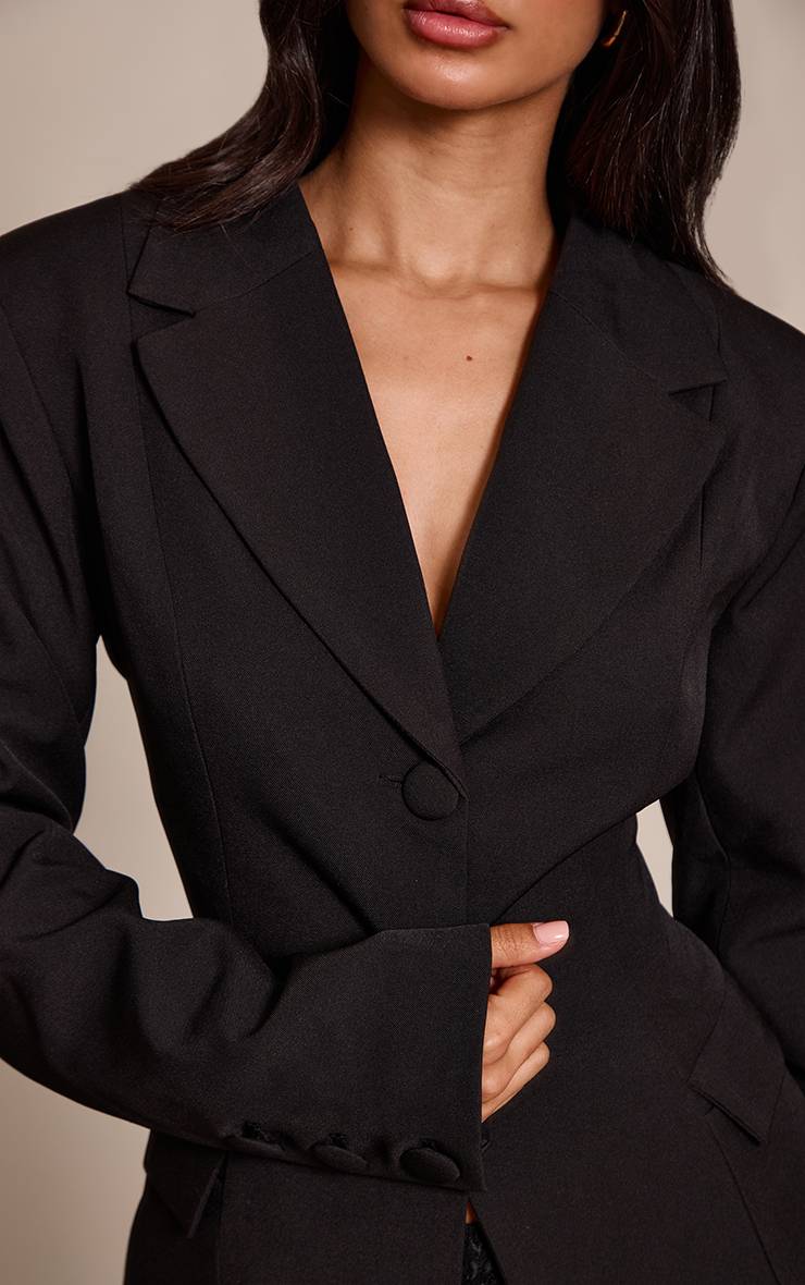 Noir Blazer Ajusté Structuré Petite