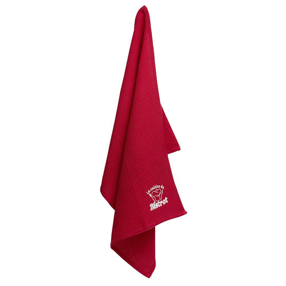 Torchon nid d'abeille rouge x2 en coton