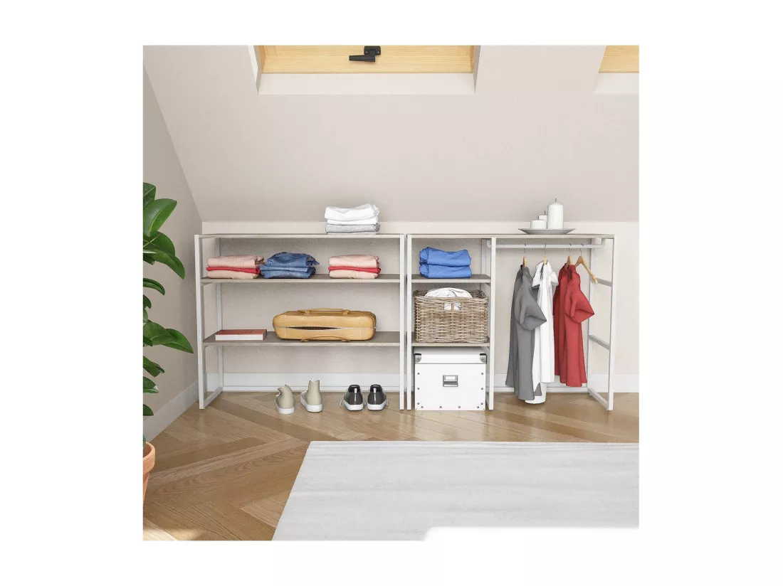 Portants vêtements sous combles modulables - Lot de 2