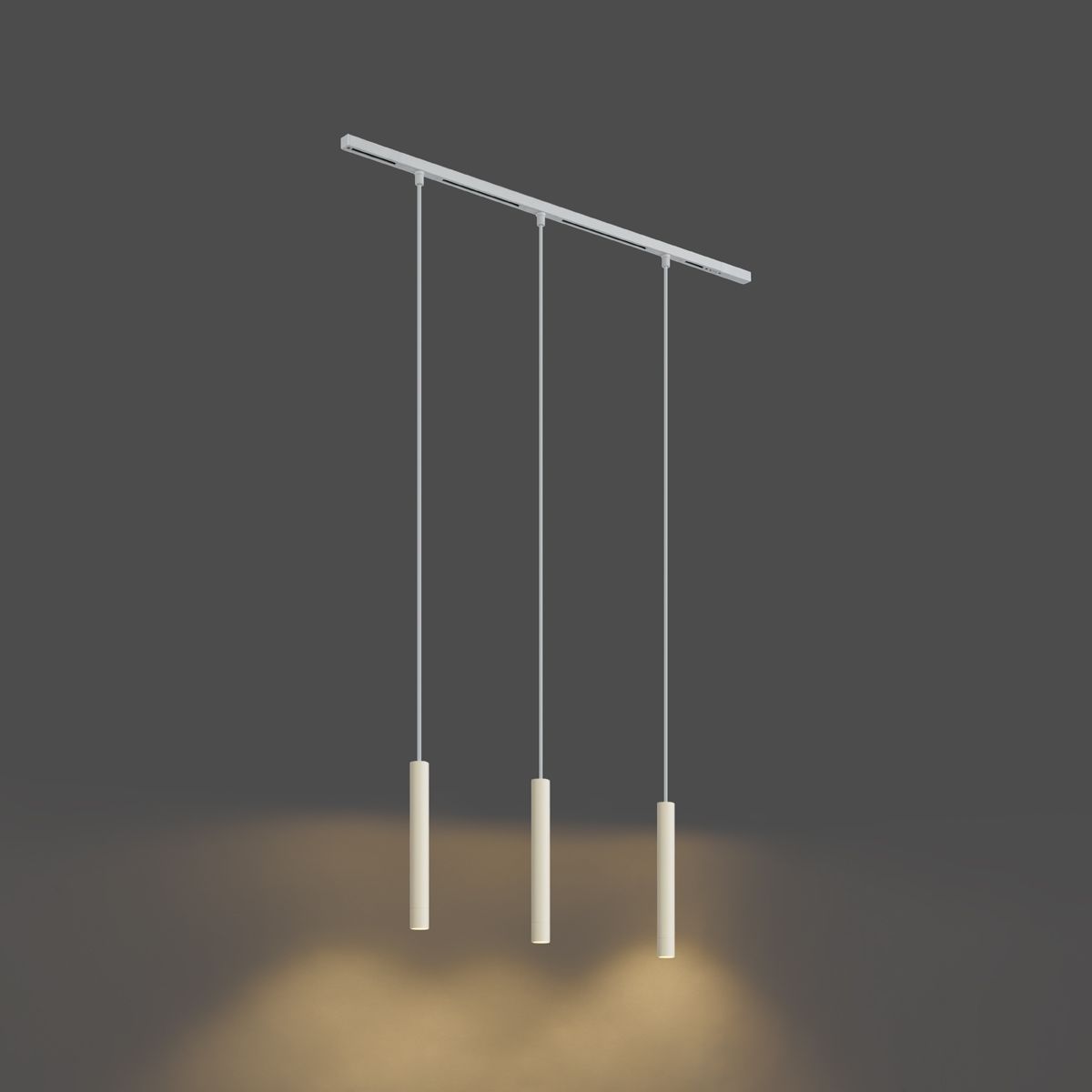 Modern railsysteem met 3 hanglampen beige met wit 1-fase - Slimline Keno