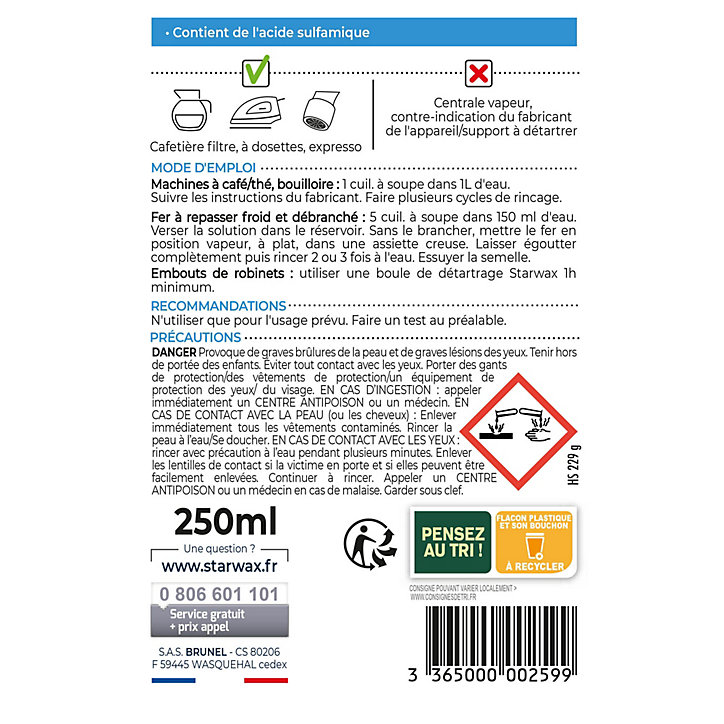 Détartrant appareil ménager Starwax 250ml