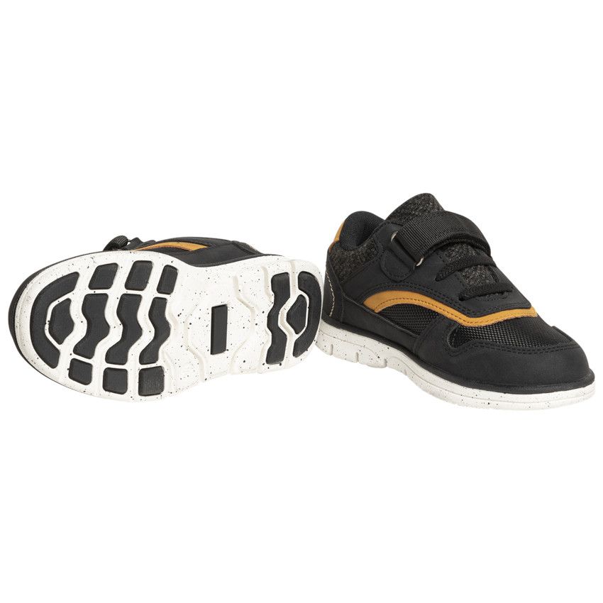 Baskets basses noires pour enfant garçon à lacets et scratch - Noir