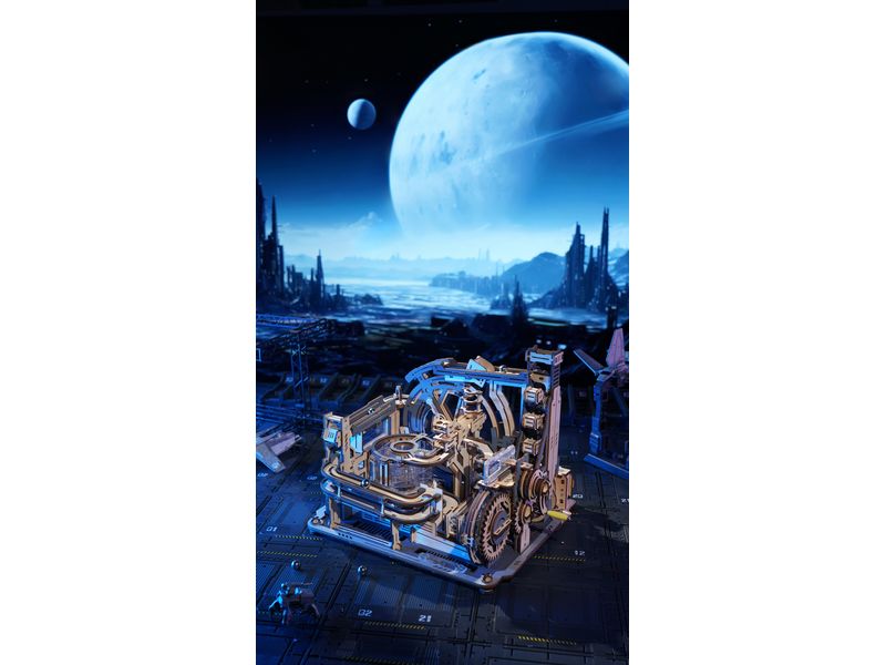 RoboTime Bausatz Marble Spaceport 472-teilig 3D-Puzzle aus lasergeschnittenen Holzteilen