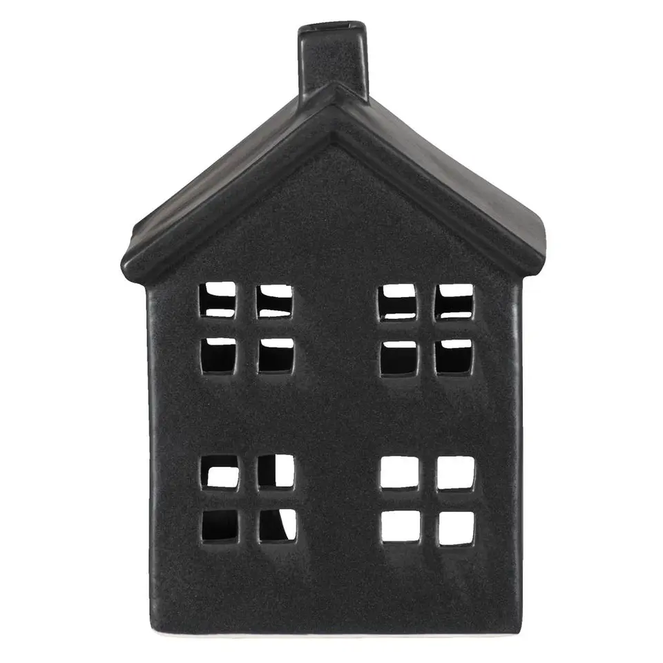 Waxinelichthouder Huis - zwart - 14,5x10,5x6,5 cm