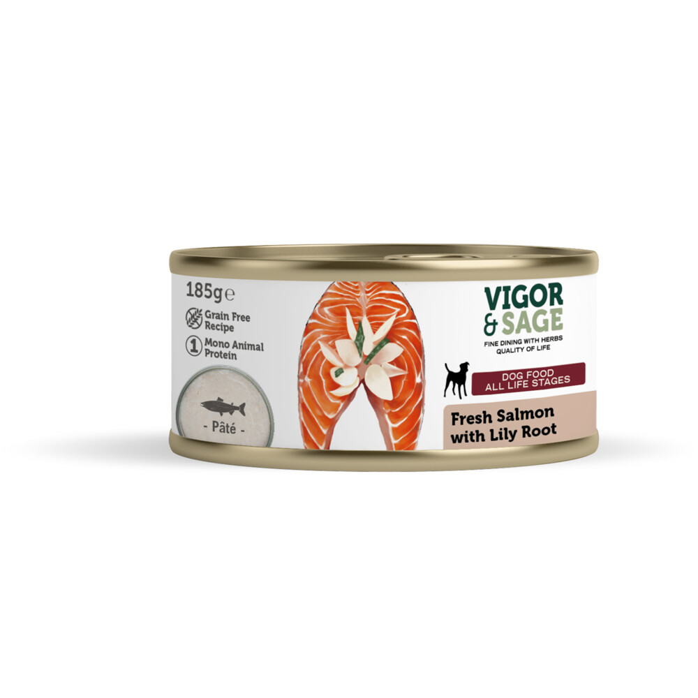Vigor & Sage Hondenvoer Vers-in-Blik Zalm - Lily Root185 gr