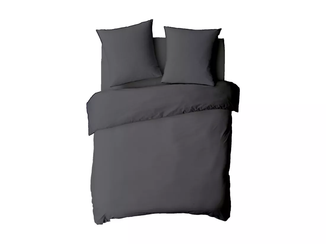 Housse de couette en coton 57 fils unie zinc 140x200cm