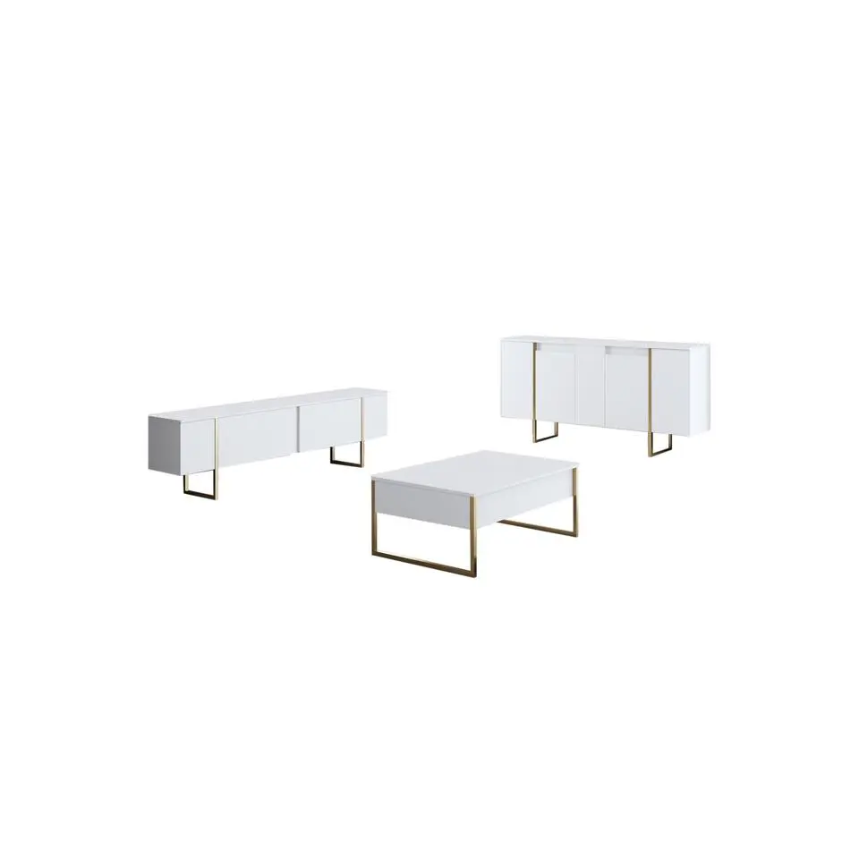 CALICOSY - Dressoir LUXE - Wit/goud - 80x160x35 cm