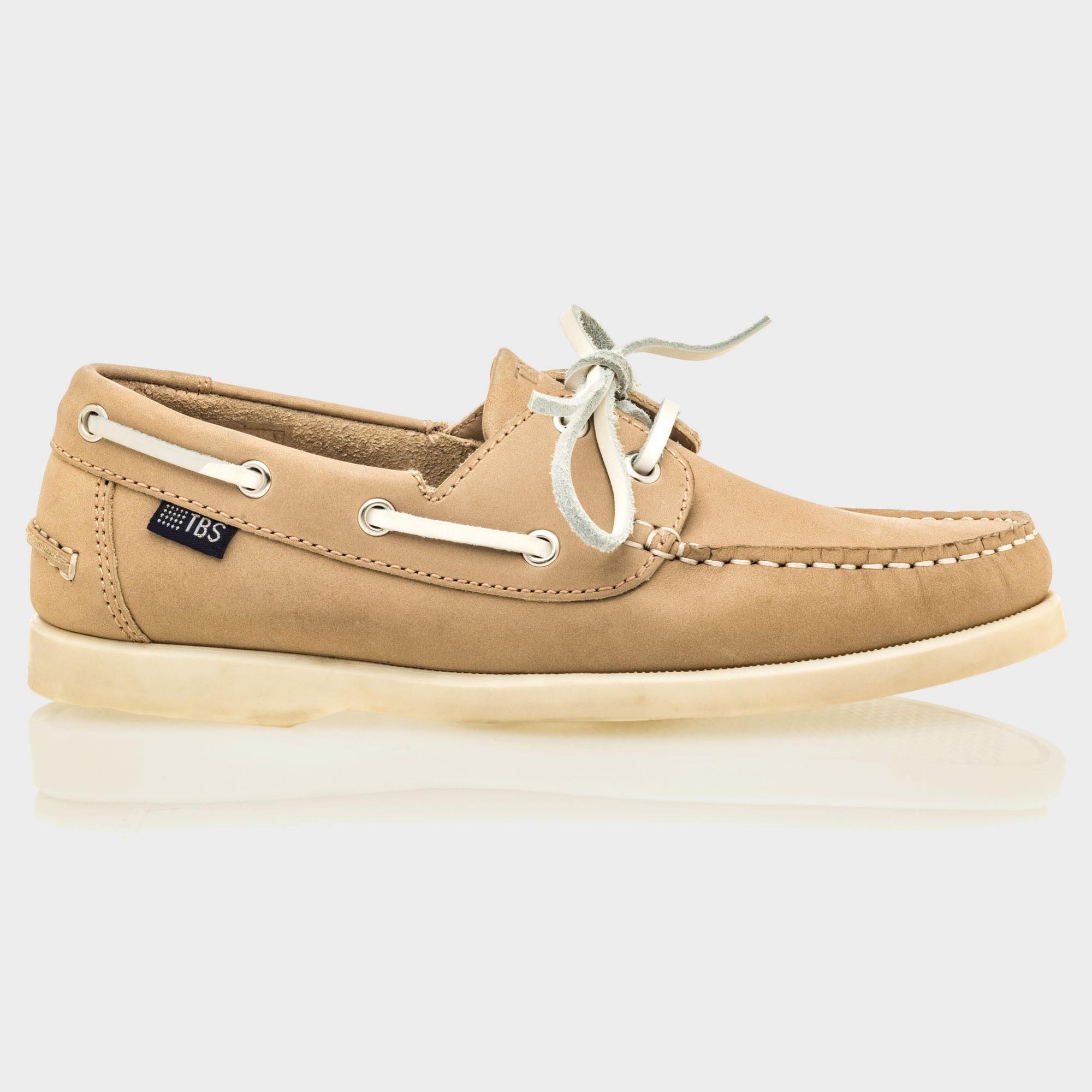 Chaussures bateau Femme en cuir beige