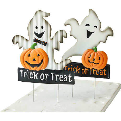 Halloween trick-or-treat skilt i metal - flere varianter - assorteret