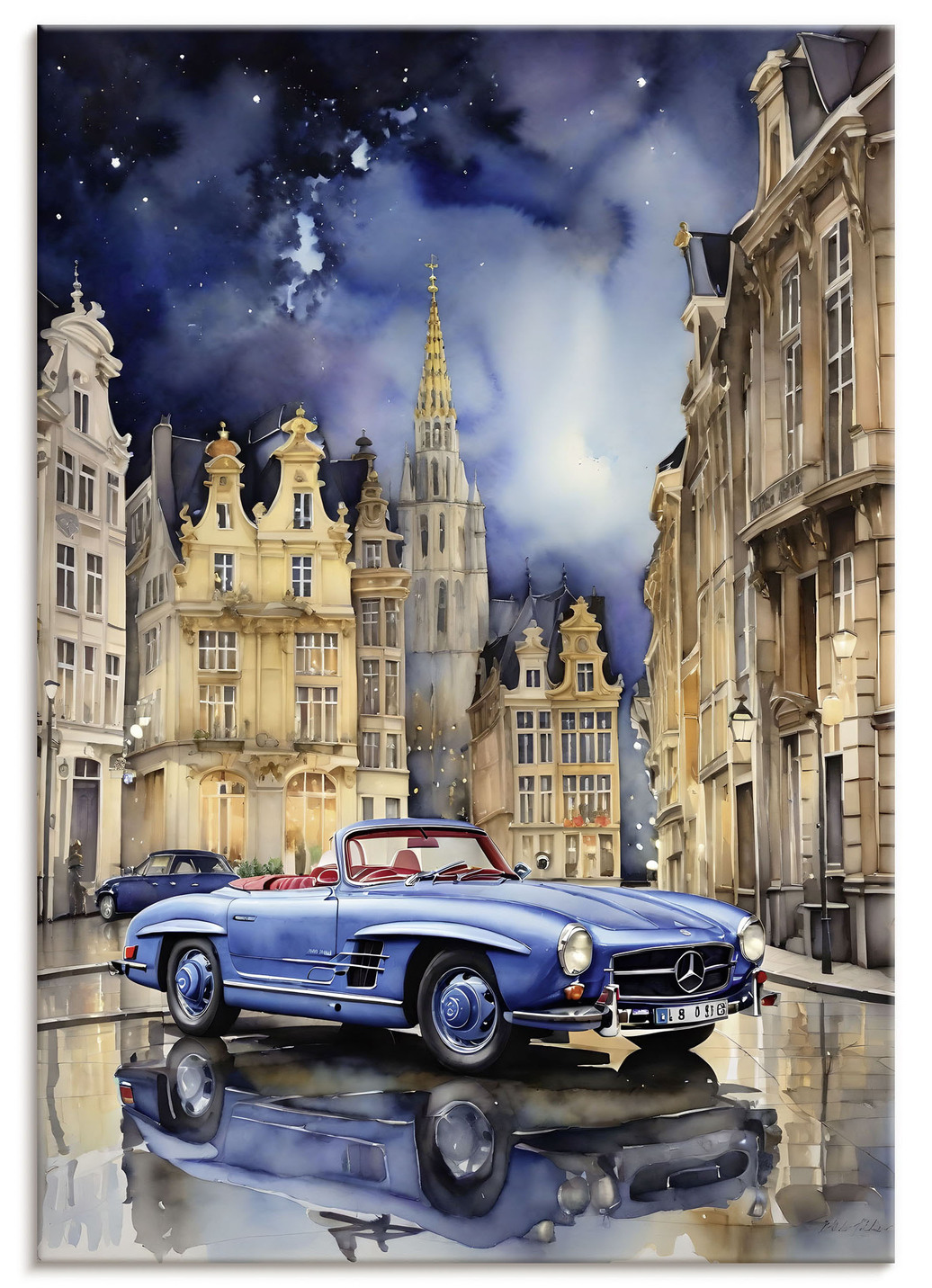 Bild: Mercedes 190SL in einer Stadt