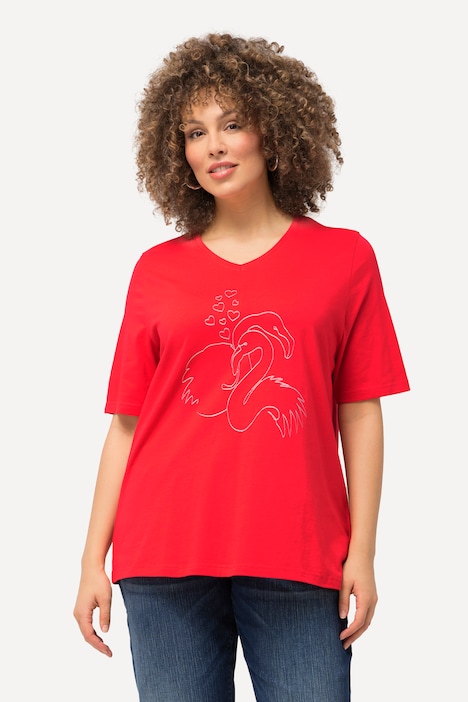T-Shirt, Metallic-Tier, Classic, V-Ausschnitt, Halbarm