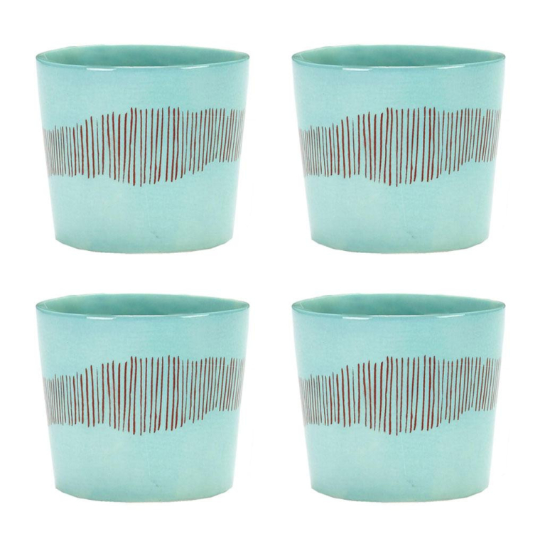 Serax Feast by Ottolenghi mok 15cl set van 4 Azure/Red Stripes