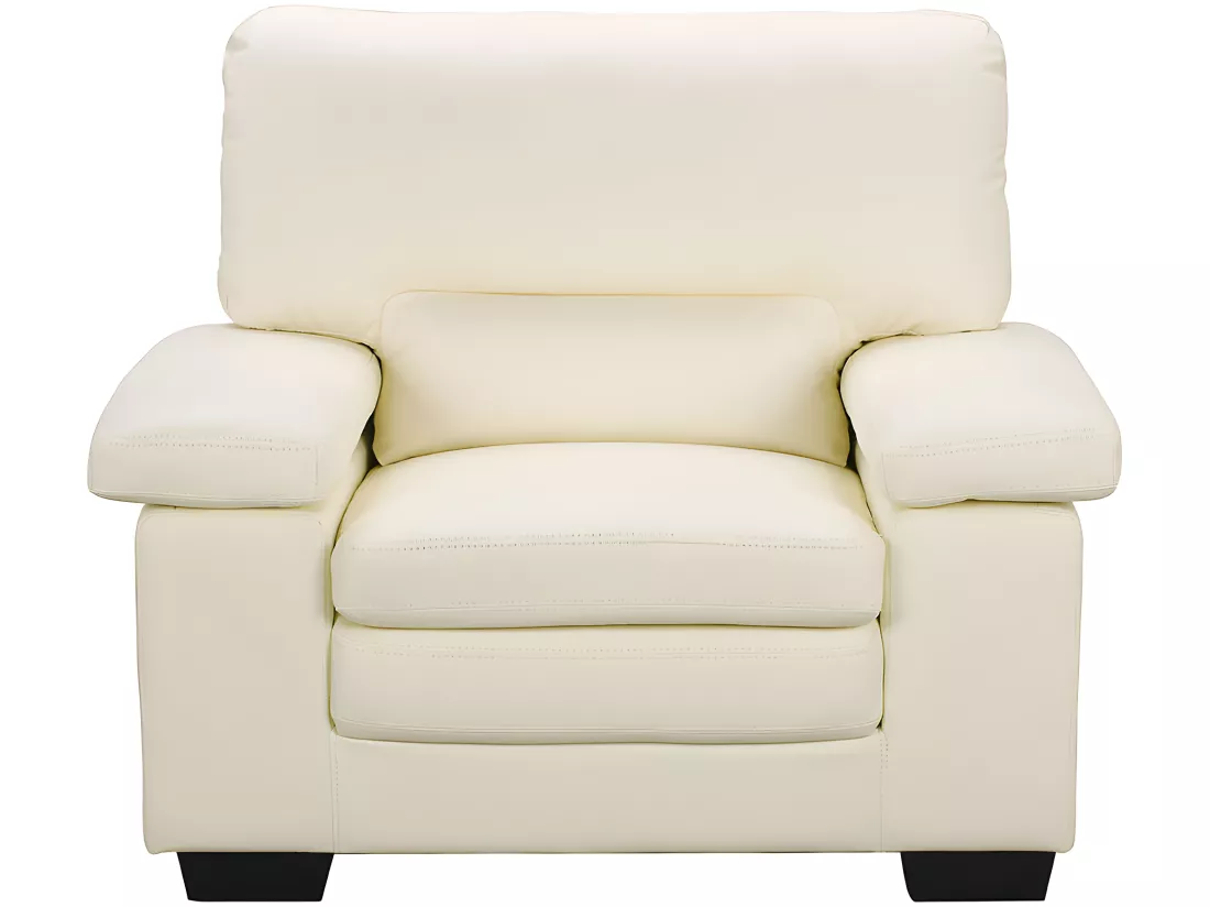 Canapé 3 places et fauteuil en cuir de buffle ivoire MIMAS II