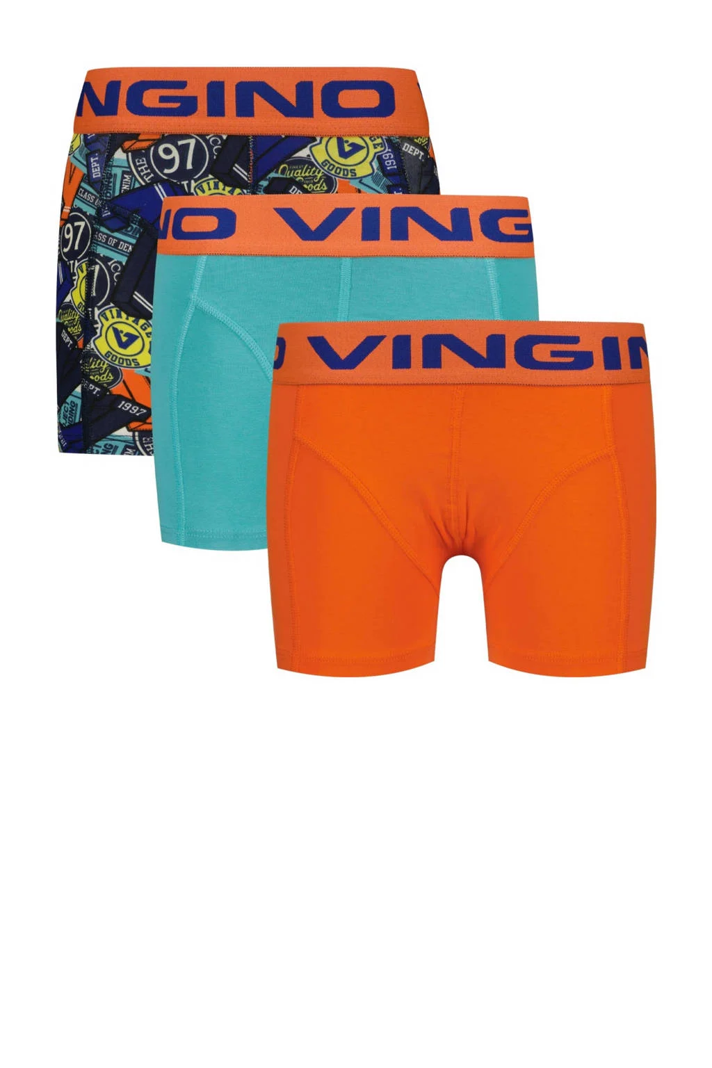 Vingino boxershort - set van 3 blauw/oranje