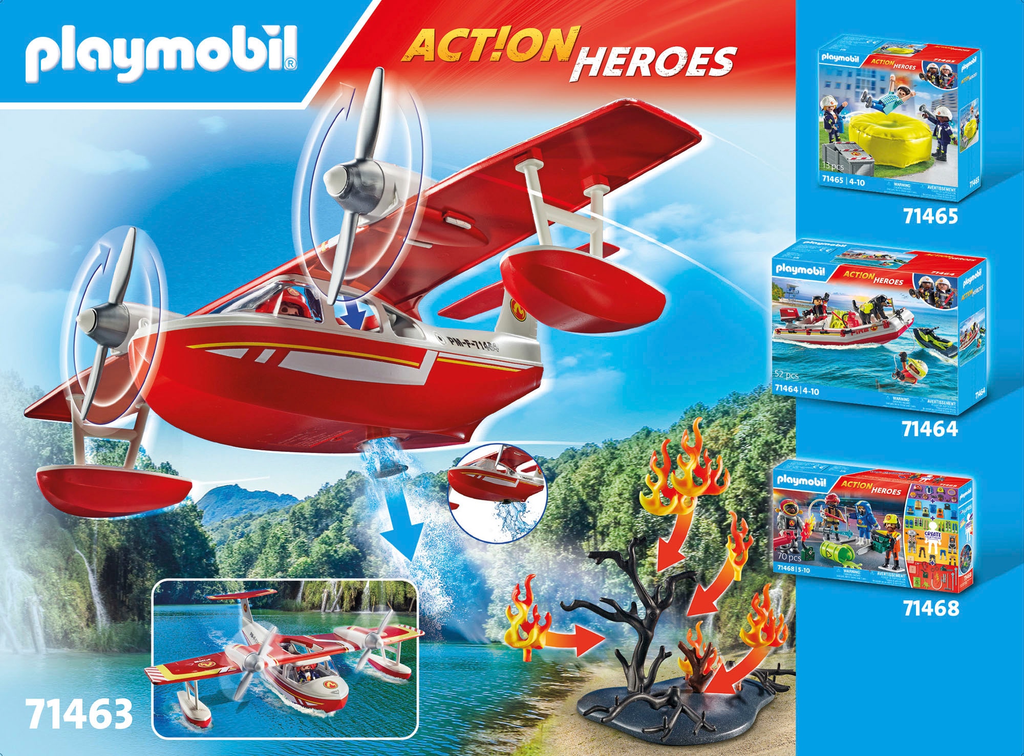 Playmobil® Konstruktions-Spielset »Feuerwehrflugzeug mit Löschfunktion (71463), Action Heroes« Made in Europe