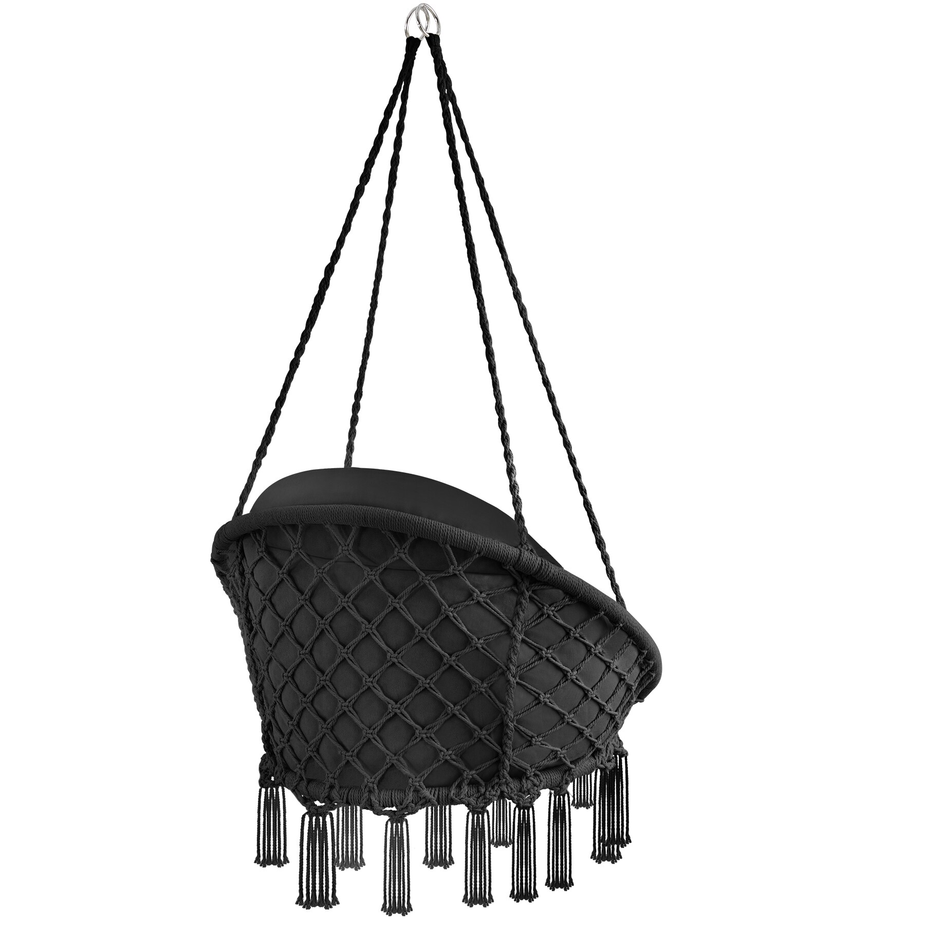 tectake® Hängesessel, mit dickem Sitzkissen, mit Zierquasten, 80 x 81 x 139 cm